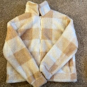 Size small, tan and white jacket, very soft